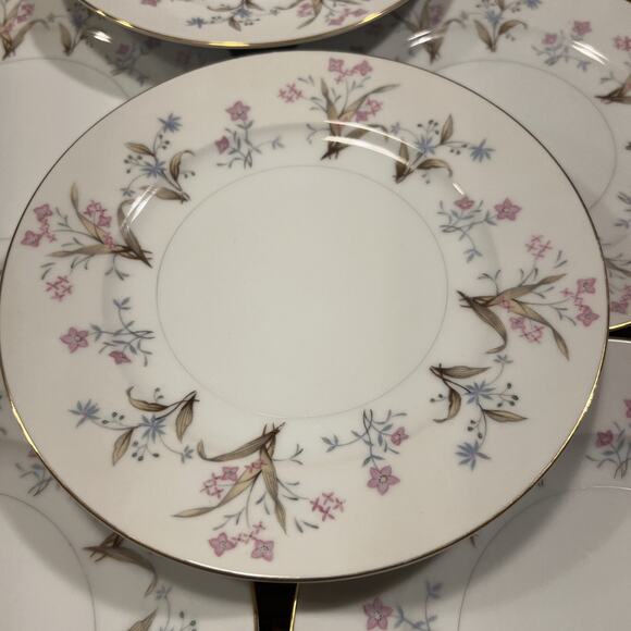 10 Vintage MEITO LUCILLE Salad Plates 1960s Japan Floral PRISTINE EXCELLENT Disc - Picture 4 of 15